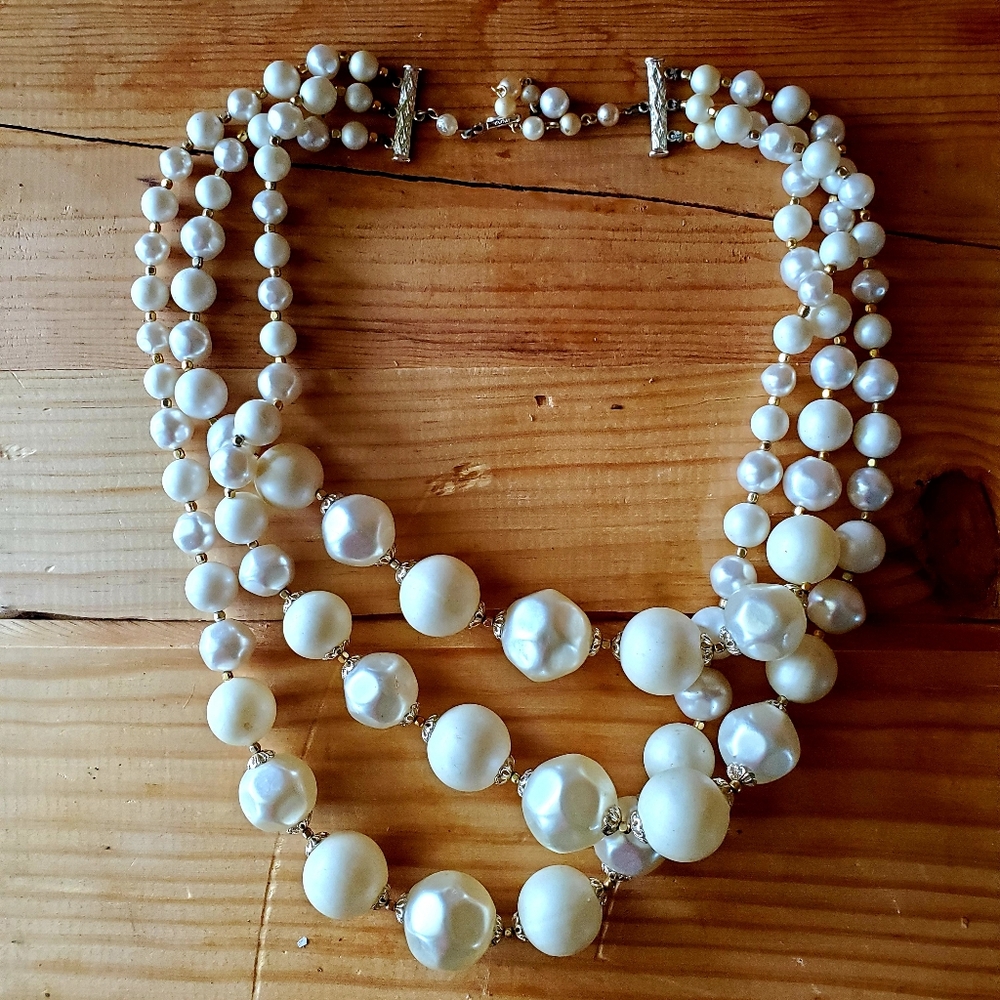 Faux pearl necklace costume jewelry
